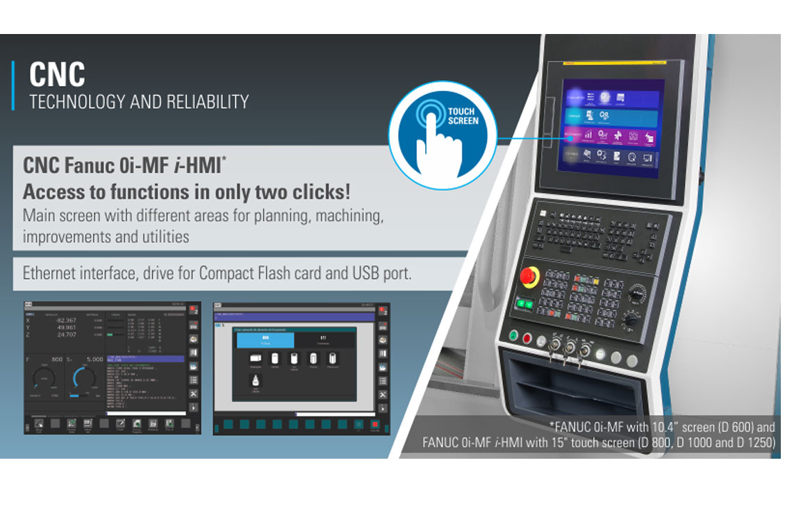 Romi D Series CNC Fanuc Oi-MF I-HMI Touchscreen