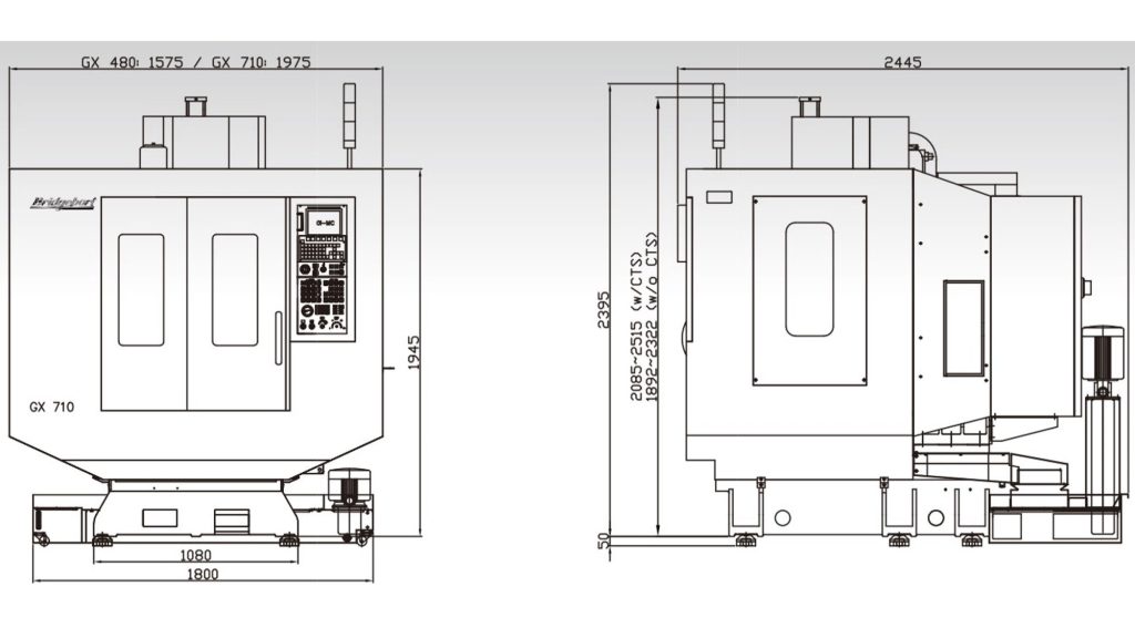 Bridgeport GX710 Dimensions
